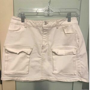 Women's White Jean Mini Skirt Size Large EUC